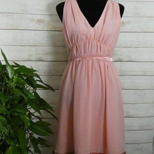 ALLIE Pleated Sleeveless Dress Peach Medium